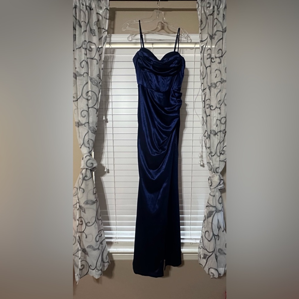 Windsor Navy Blue Satin Dress